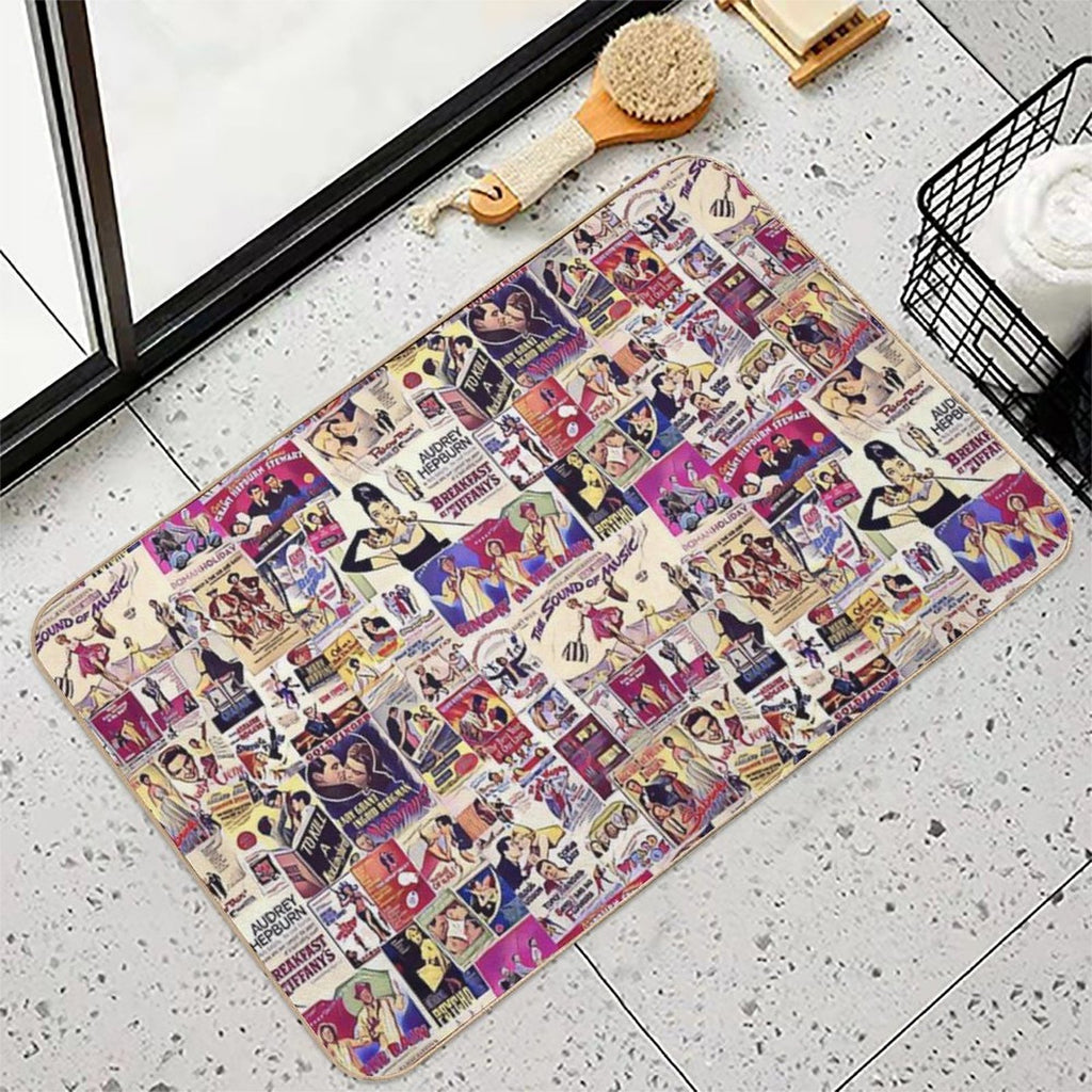 Hollywood Classics Collage  Slip-Resistant Bath Mat