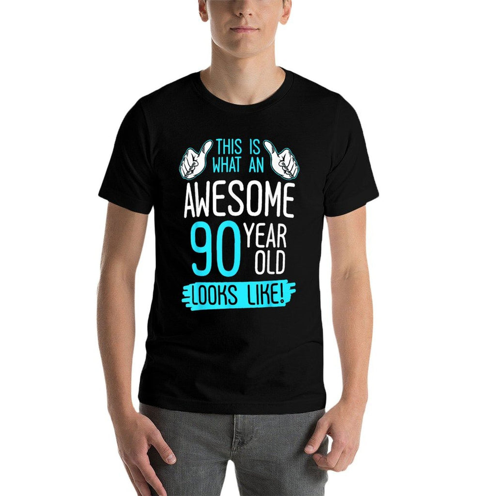 This Is What An Awesome 90 Year Old Birthday Looks Like 90th  Heathered Texture T-Shirt