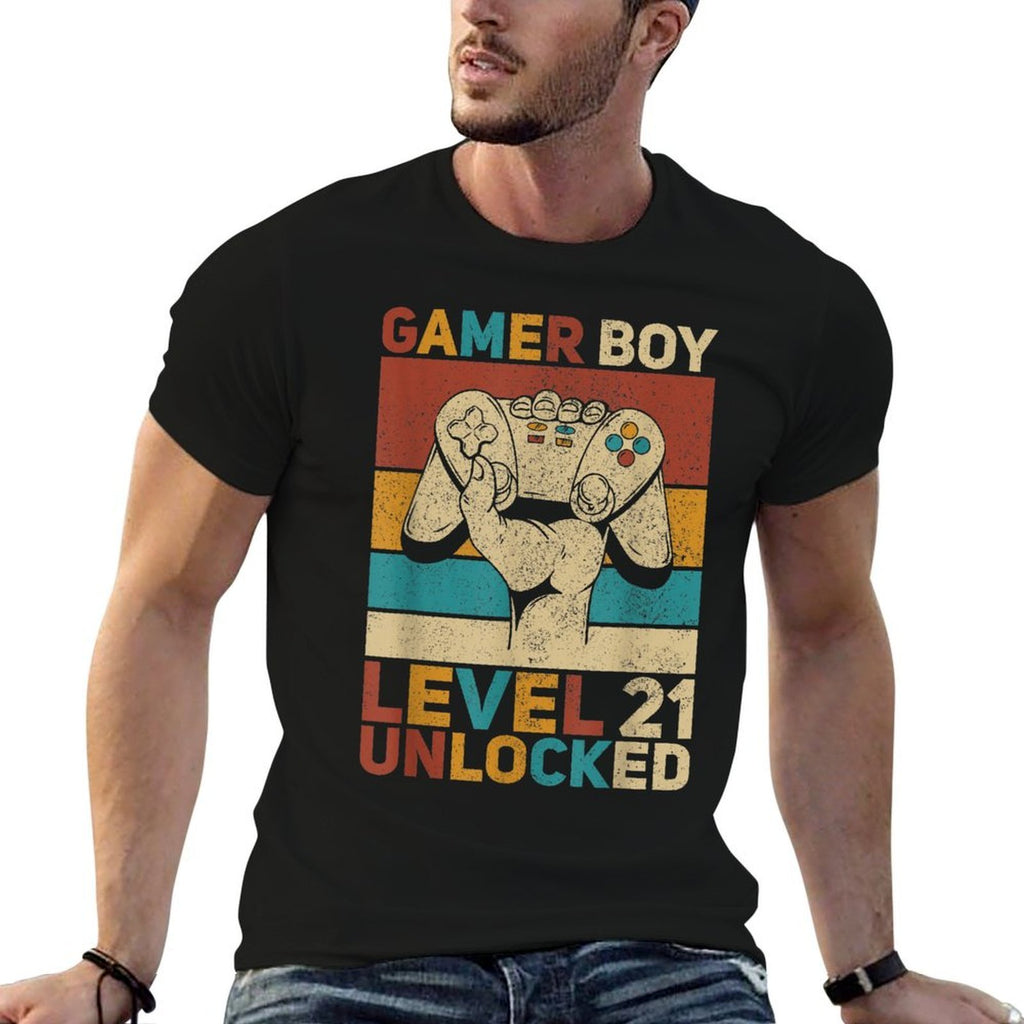 Mens Gamer Boy Level 21 Unlocked 21 Years Old Boy 21st Birthday  Quick-drying T-Shirt