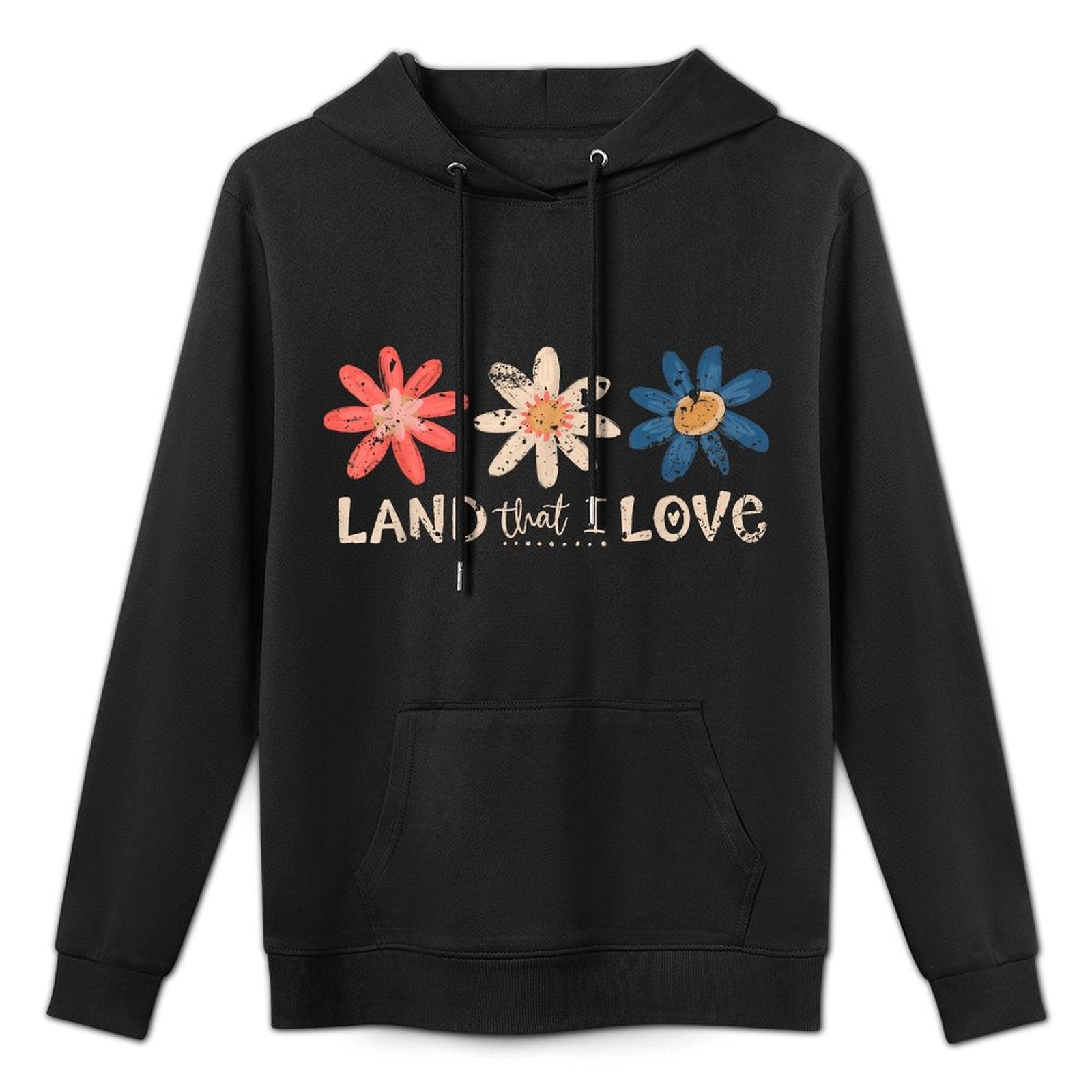 Red White  Blue Daisy Flower 4th Of July Patriotic Women Colorfast Hoodie