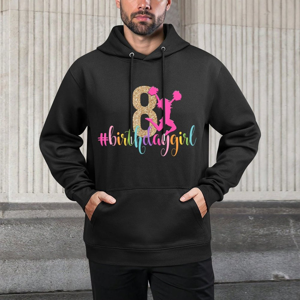 8th Birthday Girl Cheerleader Rainbow Cheerleading Casual Wear Hoodie