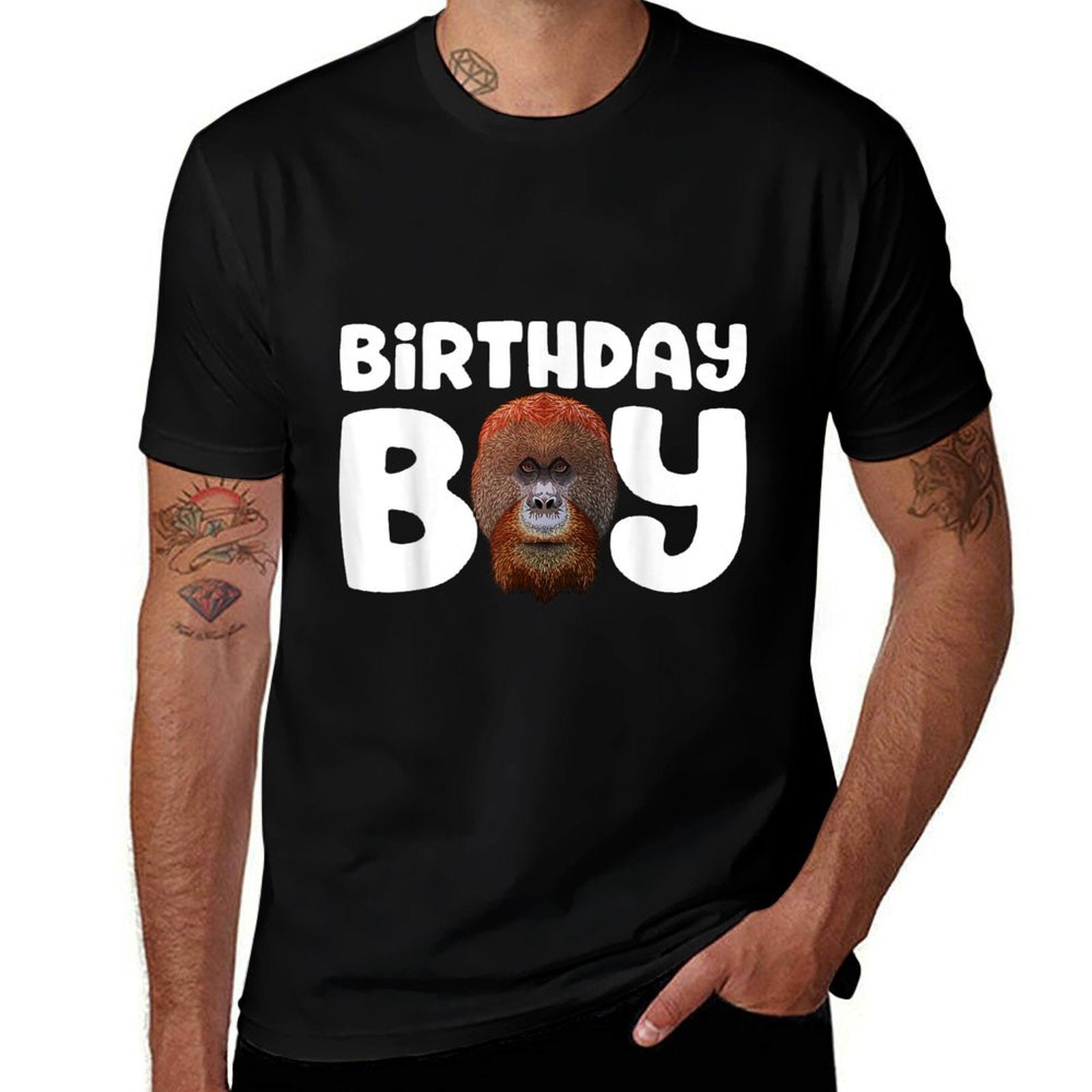 Orangutan Birthday Boy Party Kids Boys Orangutan Birthday  Heathered Texture T-Shirt