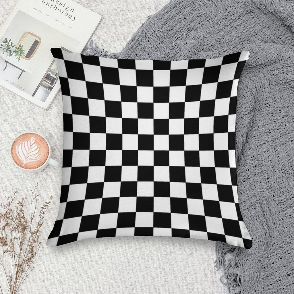 Checkered Black And White Soft Durable Construction Throw Pillow