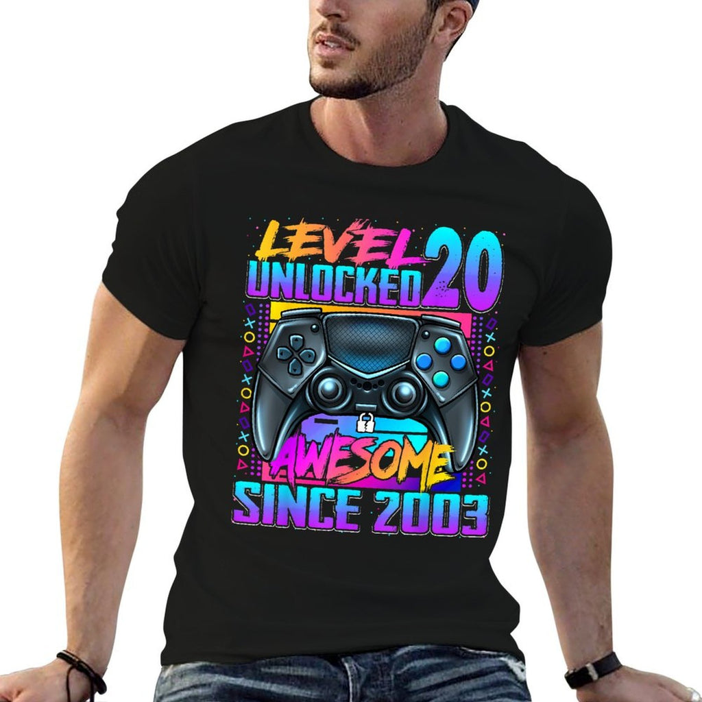 Level 20 Unlocked Awesome Since 2003 20th Birthday Gaming  High-quality Stitching T-Shirt