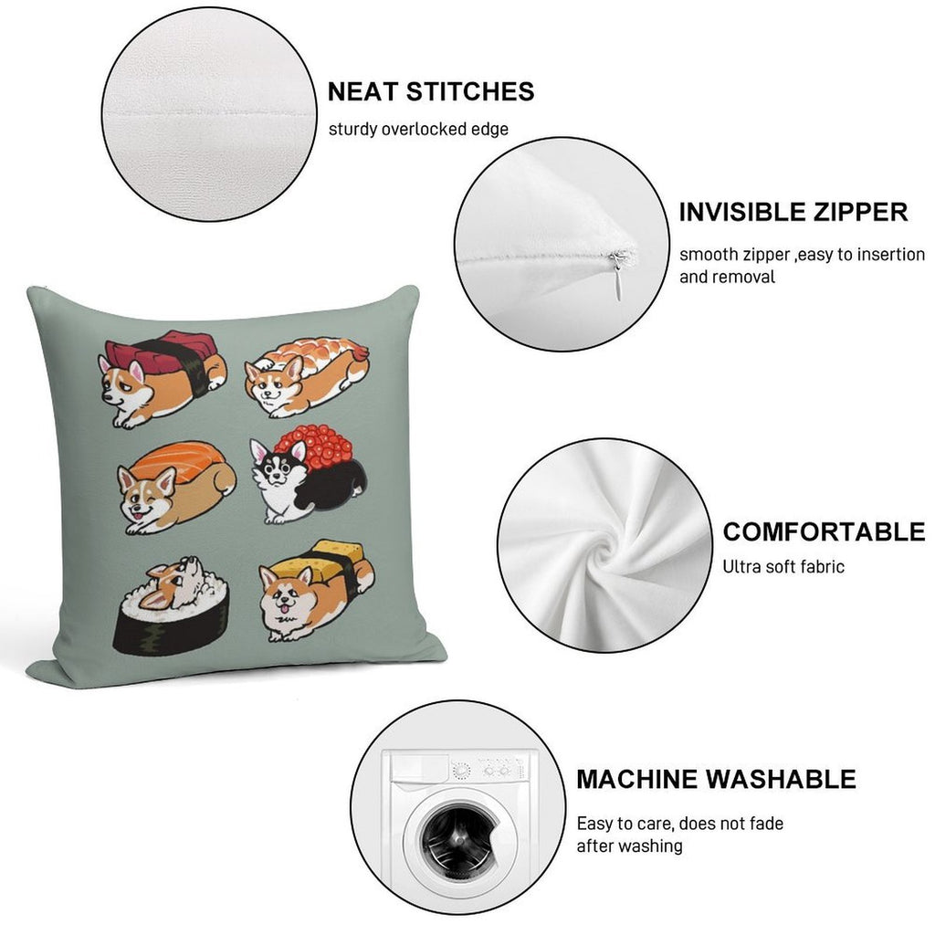 Sushi Corgi Soft Warmth Comfort Throw Pillow