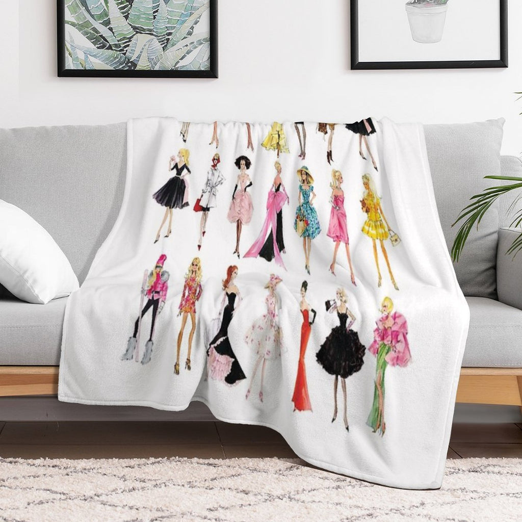 Vintage Doll Illustrations Eco-conscious Throw Blanket