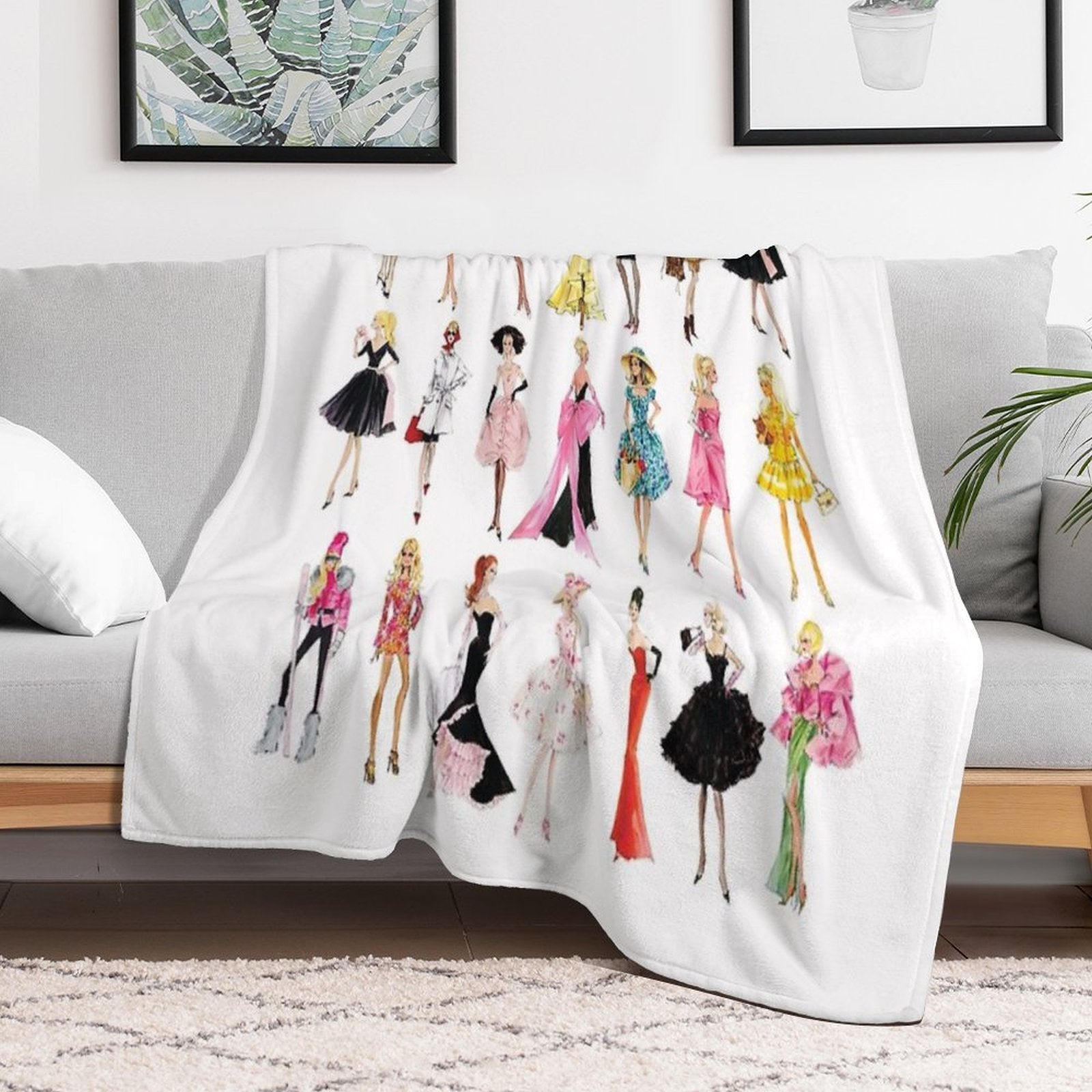Vintage Doll Illustrations Eco-conscious Throw Blanket