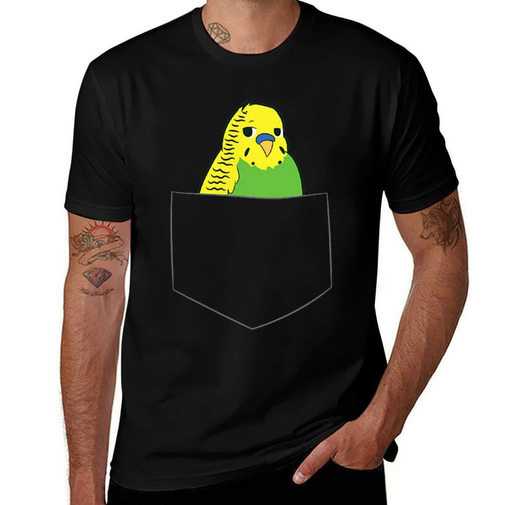 Cute Parakeet In Pocket Budgie Bird In Pocket Budgerigar  Eco-friendly Material T-Shirt
