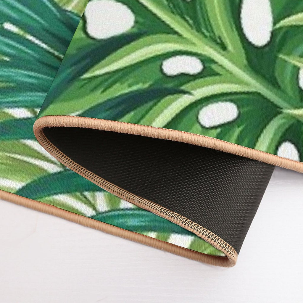 Green Tropical Leaves  High-Traffic Bath Mat