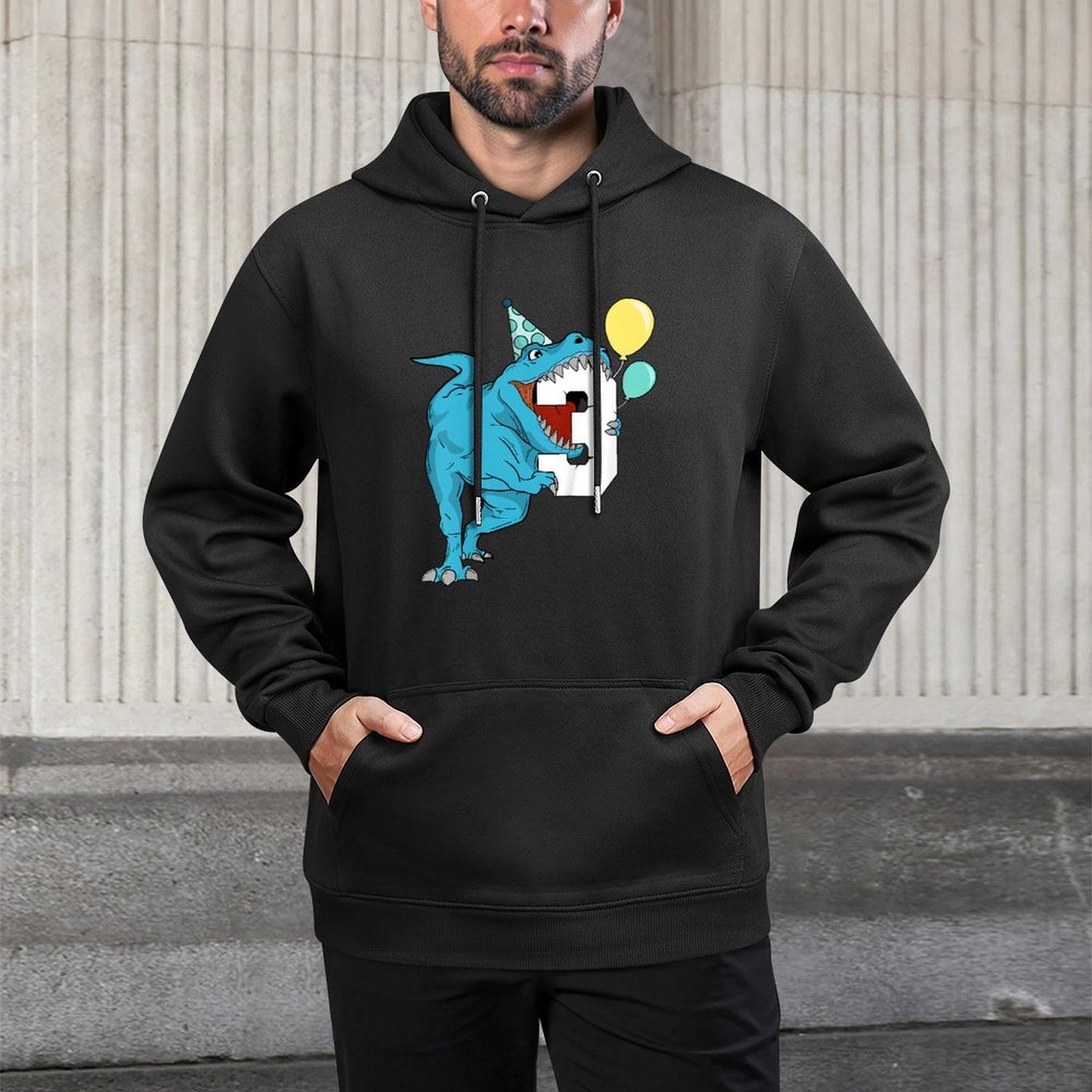 Kids Dinosaur 3rd Birthday Boy T-Rex 3 Three Year Old Layering Staple Hoodie