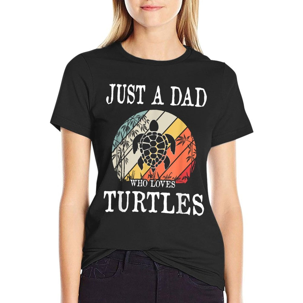 Just A DAD Who Loves Turtles  Oversized Silhouette T-Shirt