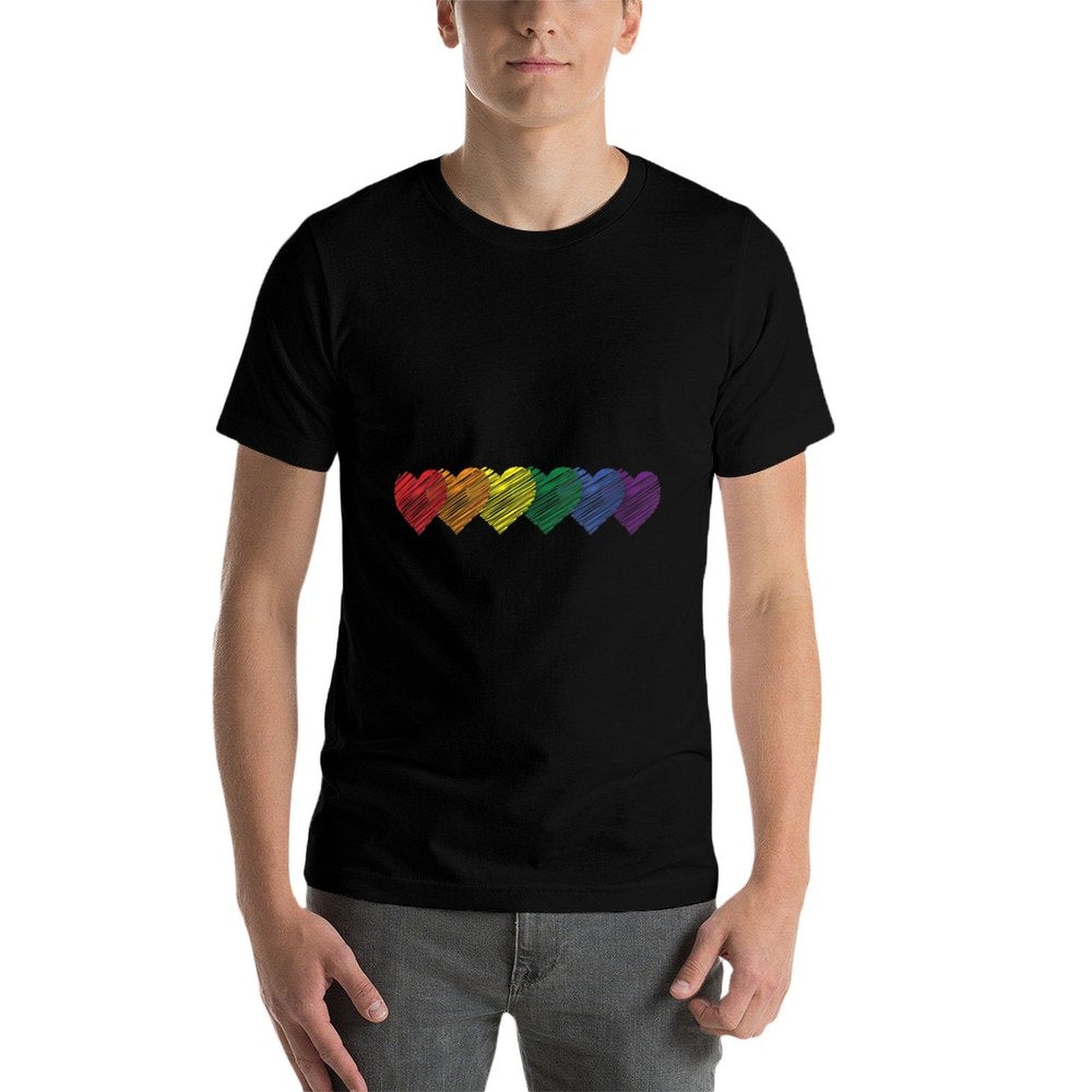 Womens Gay Rainbow Pride Heart LGBTQ Equality Matching Print  Graphic-printed T-Shirt