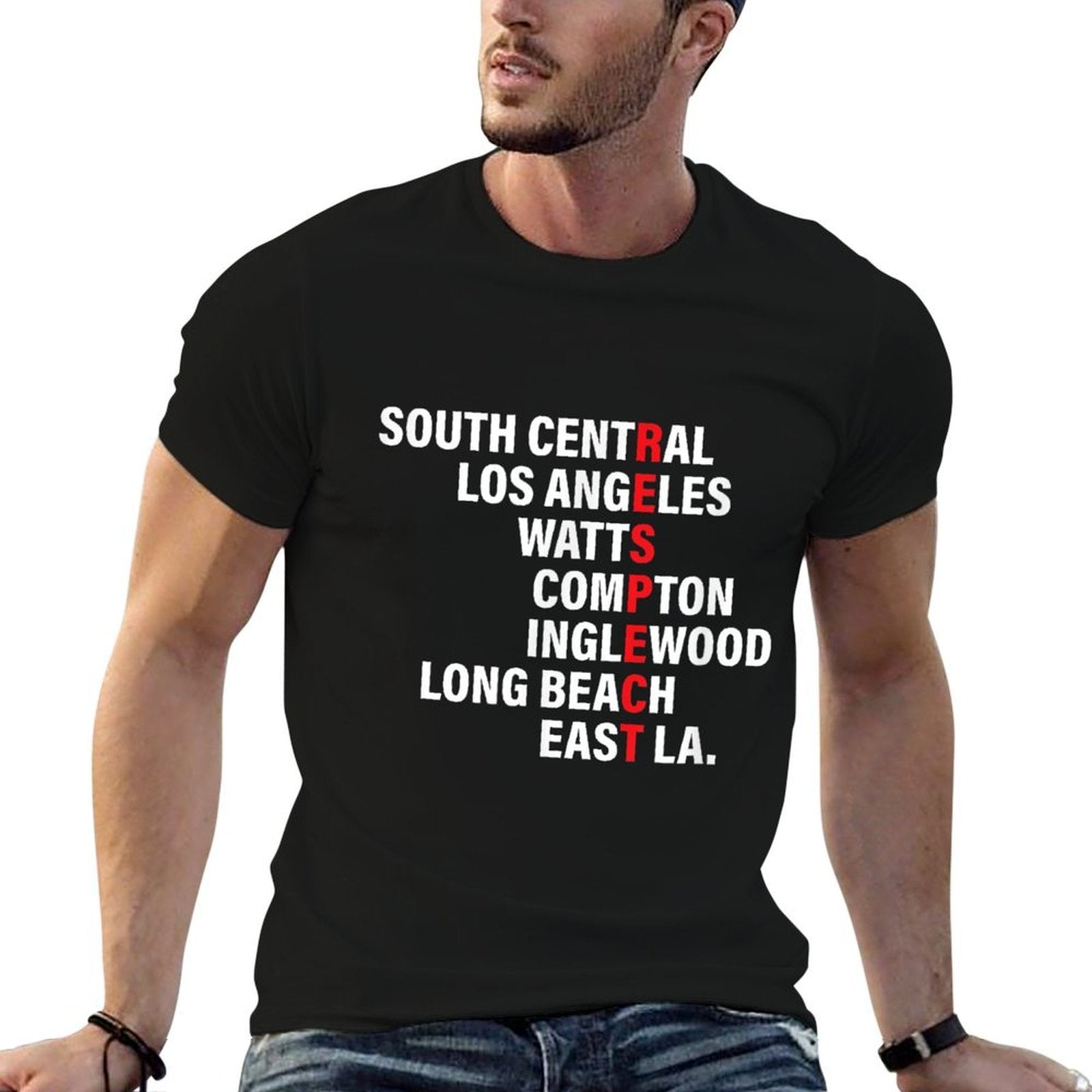 West Side RESPECT Los Angeles Watts Compton Long Beach  Summer-ready Fabric T-Shirt
