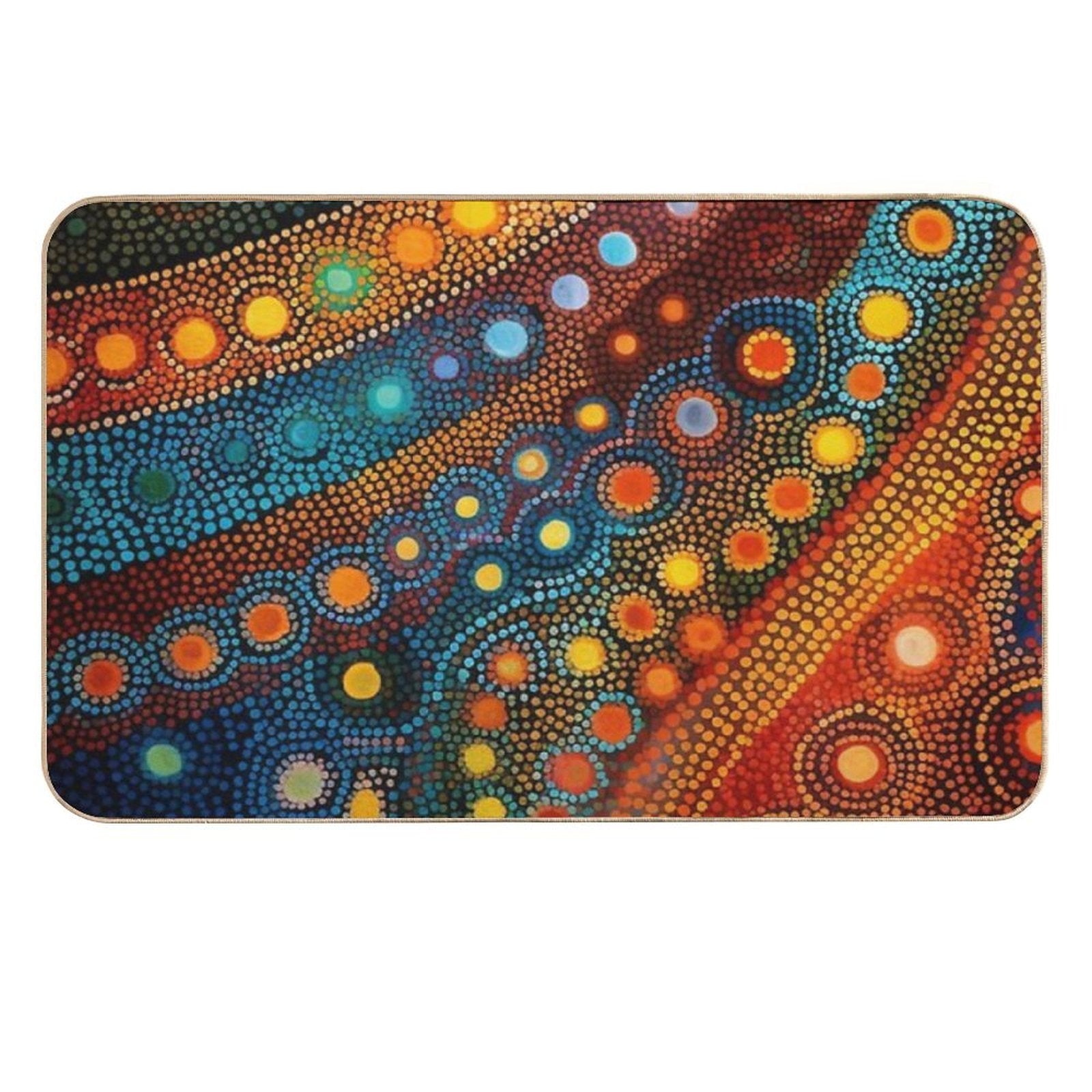 Aboriginal Authentic Art - Circular Paths  Eco-Friendly Bath Mat