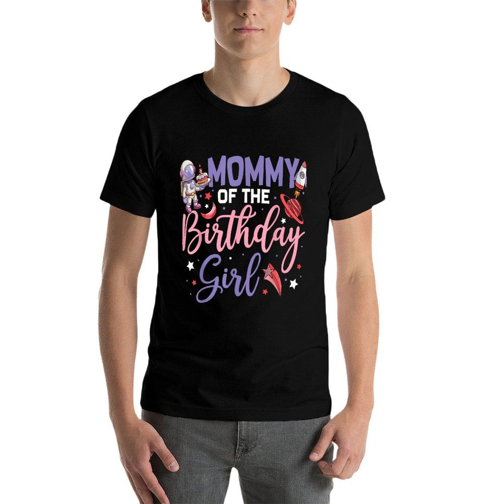 Two The Moon Mommy Of The Birthday Girl Astronaut Family  High-quality Stitching T-Shirt