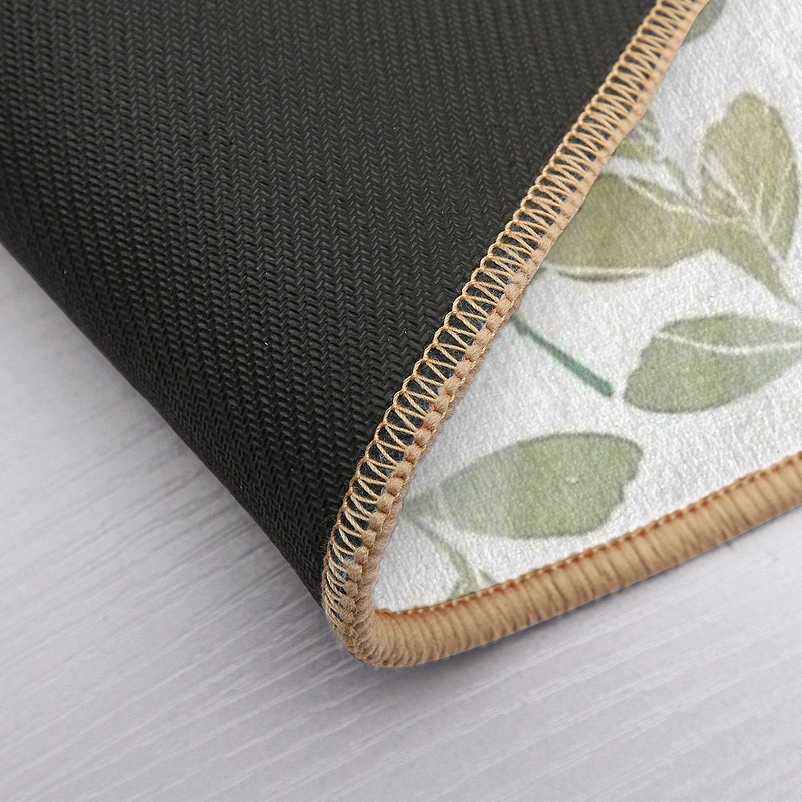 White Watercolor Leaves Pattern  Repositionable Bath Mat