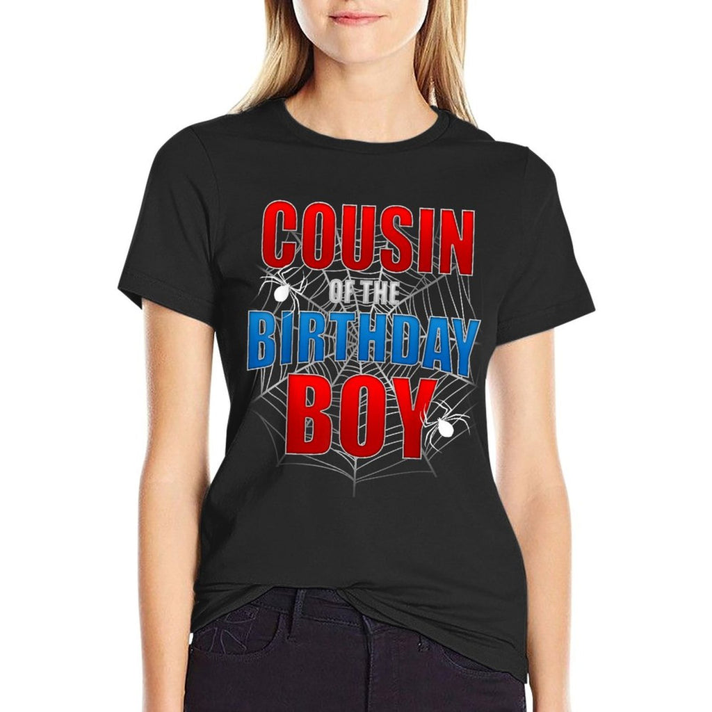 COUSIN Of The Birthday Boy Costume Spider Web Spider Lover  Polyester Blend T-Shirt