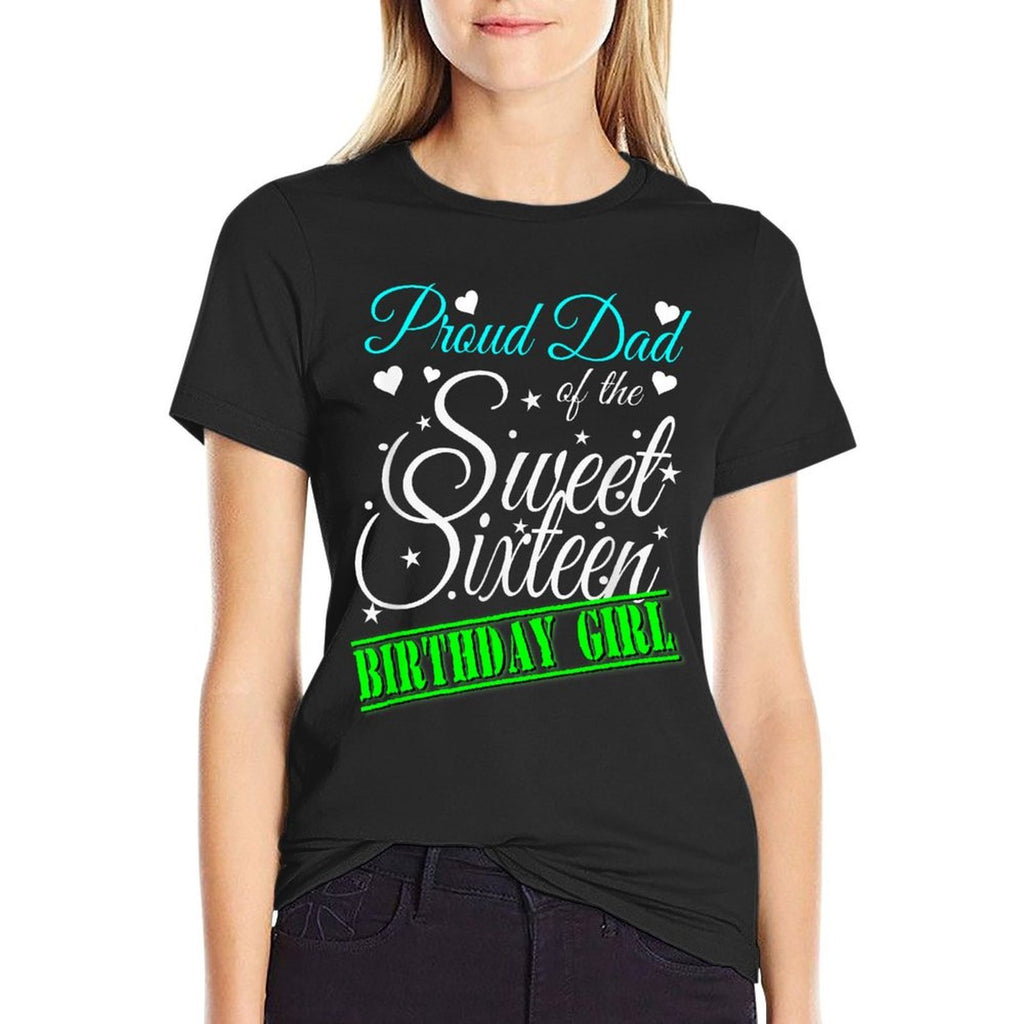 Vintage Sweet 16 Girln Birthday Girl Sixteenth Mom Dad  Heathered Texture T-Shirt
