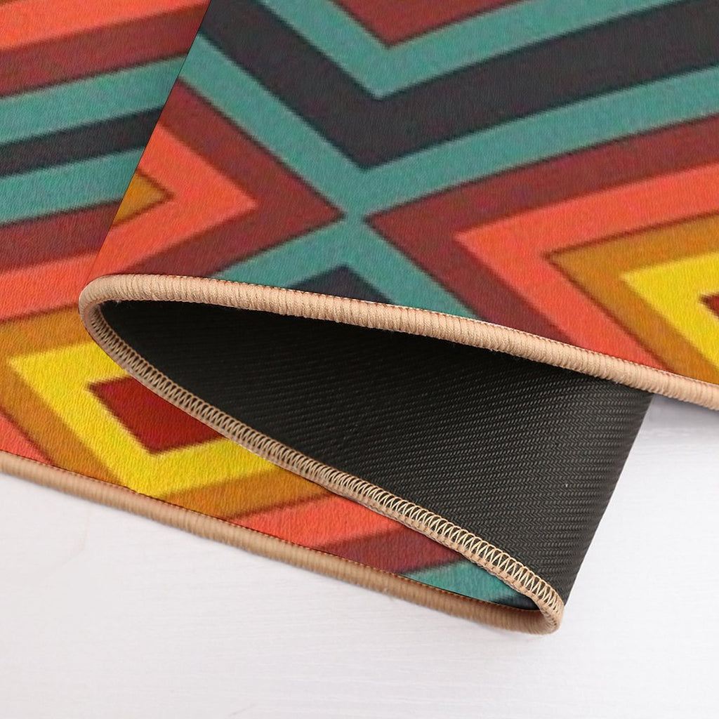 Retro Abstract Pattern Morphing Red Hot Rhombus  Slip-Resistant Bath Mat