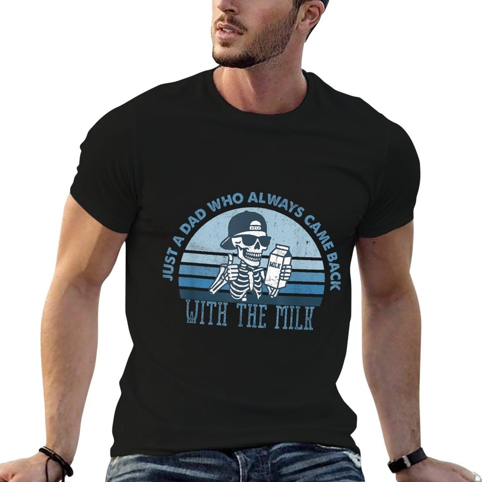 Just A Dad Who Always Came Back With The Milk Father's Day  Heathered Texture T-Shirt