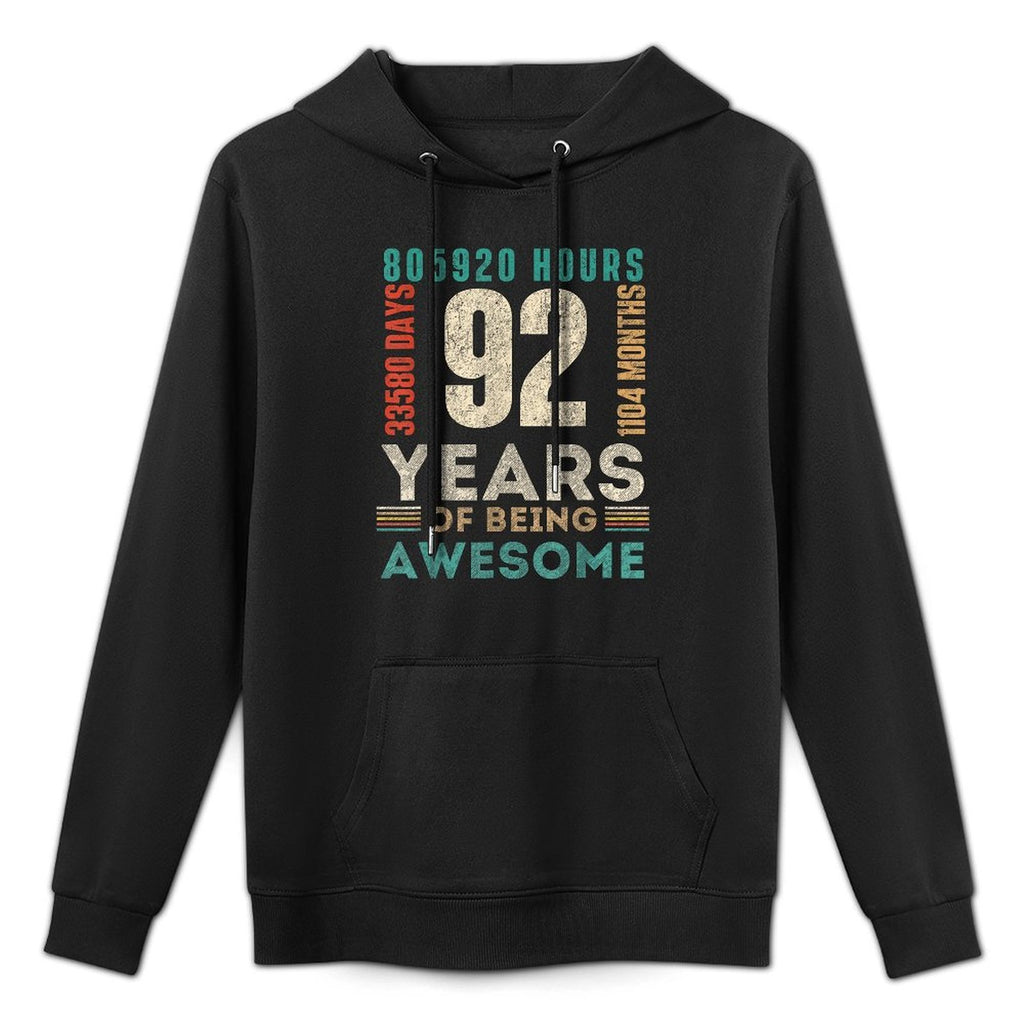 92nd Birthday Hours Days Months 92 Years Old Bday Cotton-Polyester Blend Hoodie