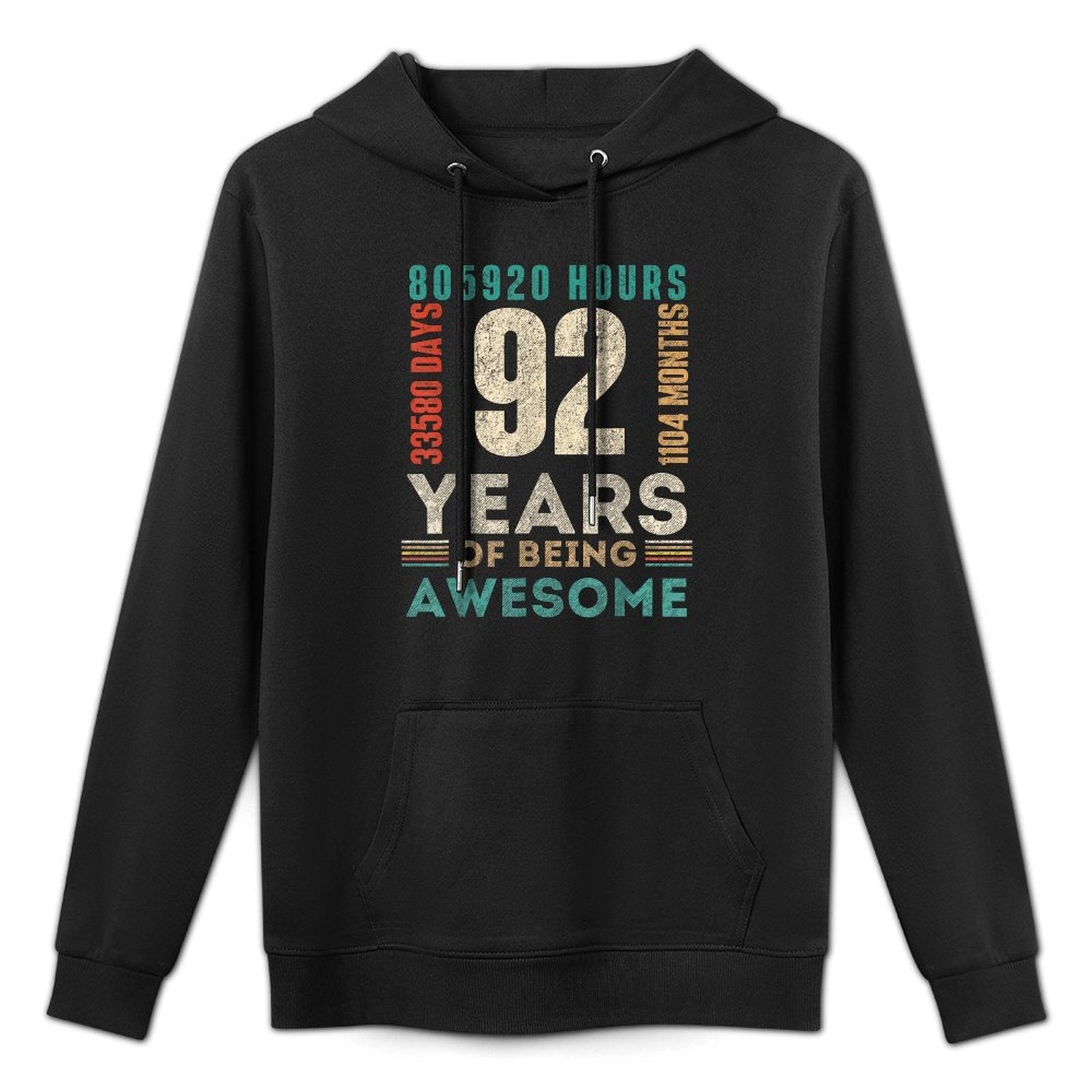 92nd Birthday Hours Days Months 92 Years Old Bday Cotton-Polyester Blend Hoodie