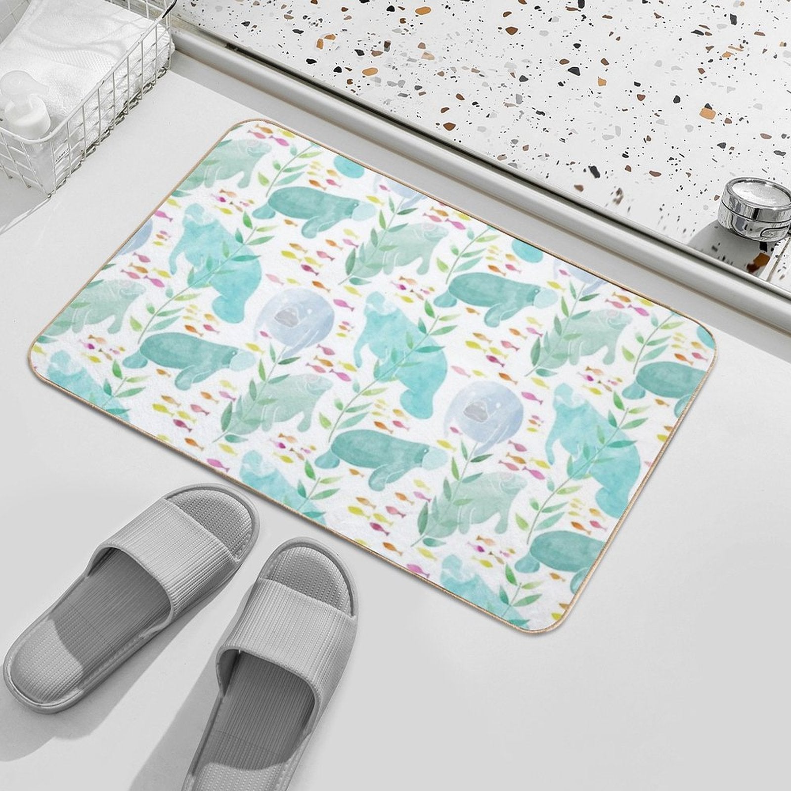 Lazy Manatees  Easy Maintenance Bath Mat