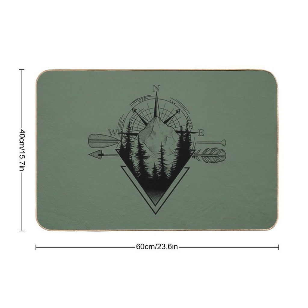 Nature Mountain Compass Geometric Graphics Shirt  Pet-Safe Bath Mat