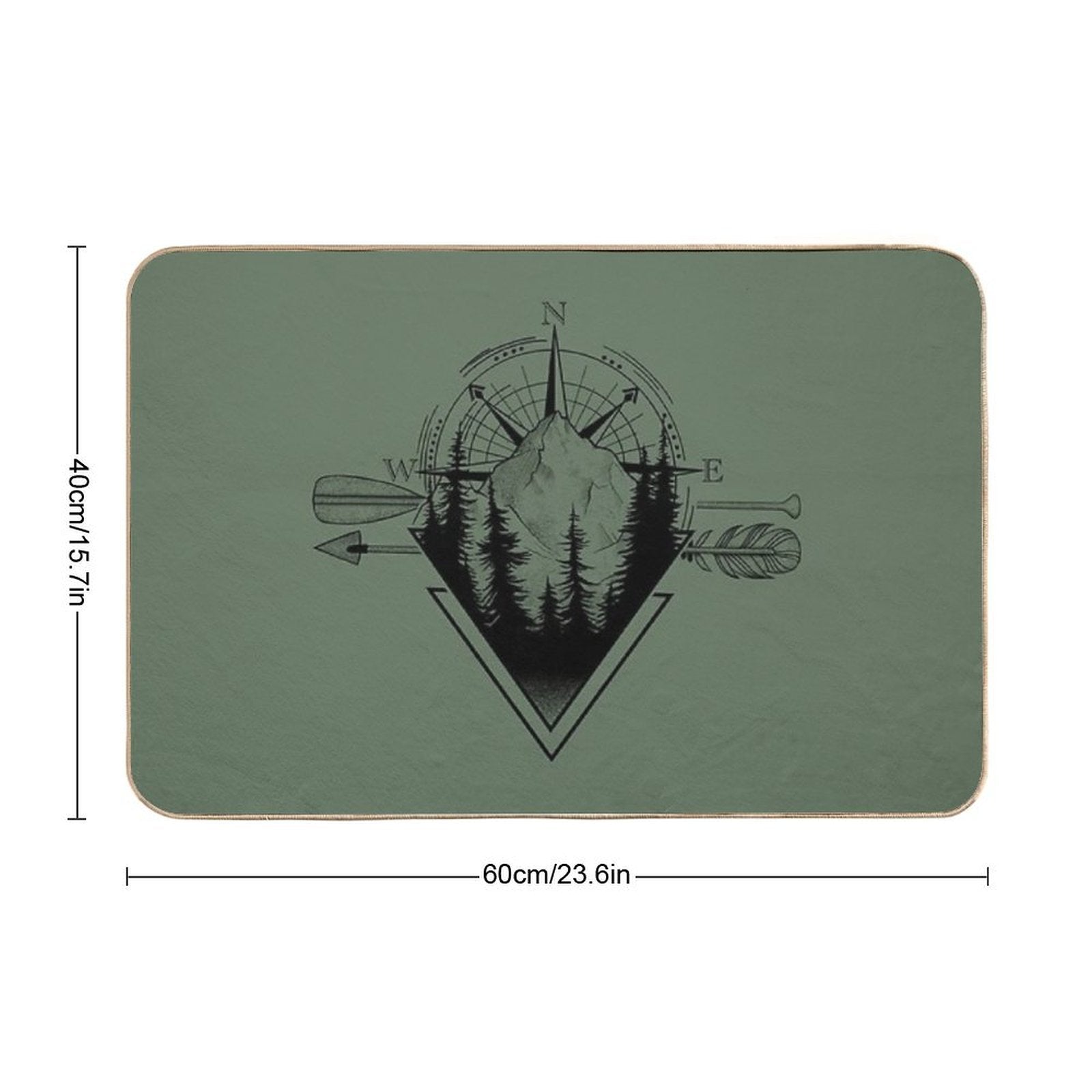 Nature Mountain Compass Geometric Graphics Shirt  Pet-Safe Bath Mat