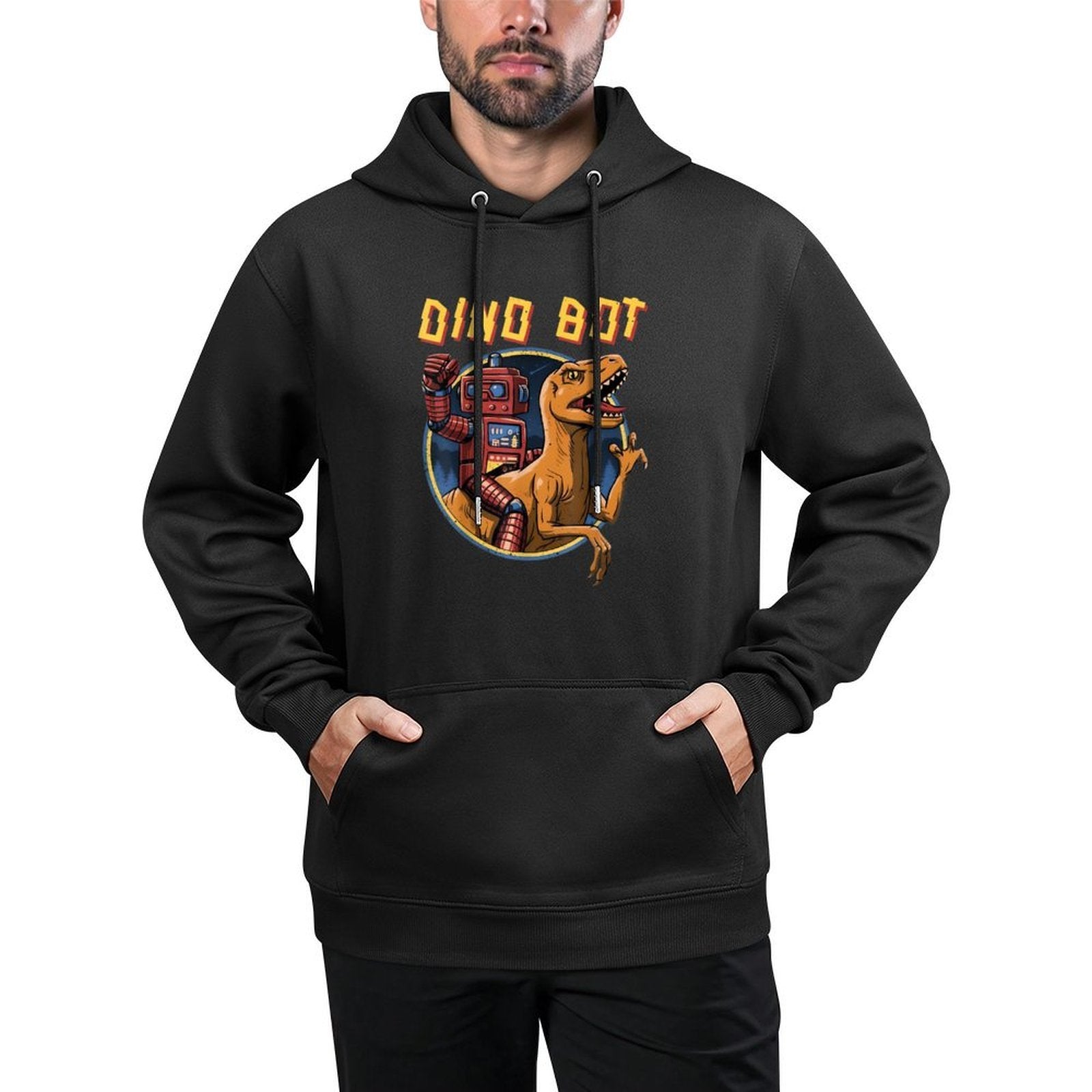 DIno Robotics, DinoBot Dinosaur Robot T Rex Robotics Kangaroo Pocket Hoodie