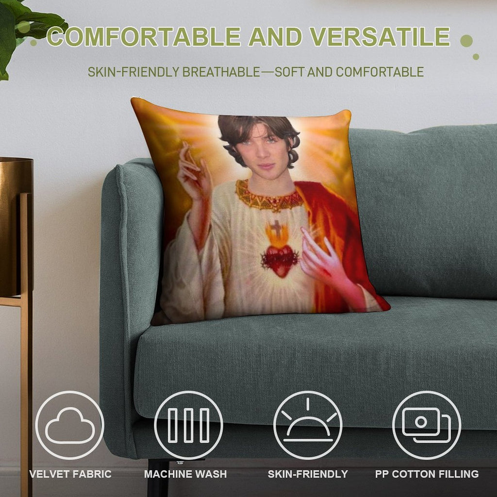 Holy Cillian Murphy Soft Hidden Zipper Throw Pillow