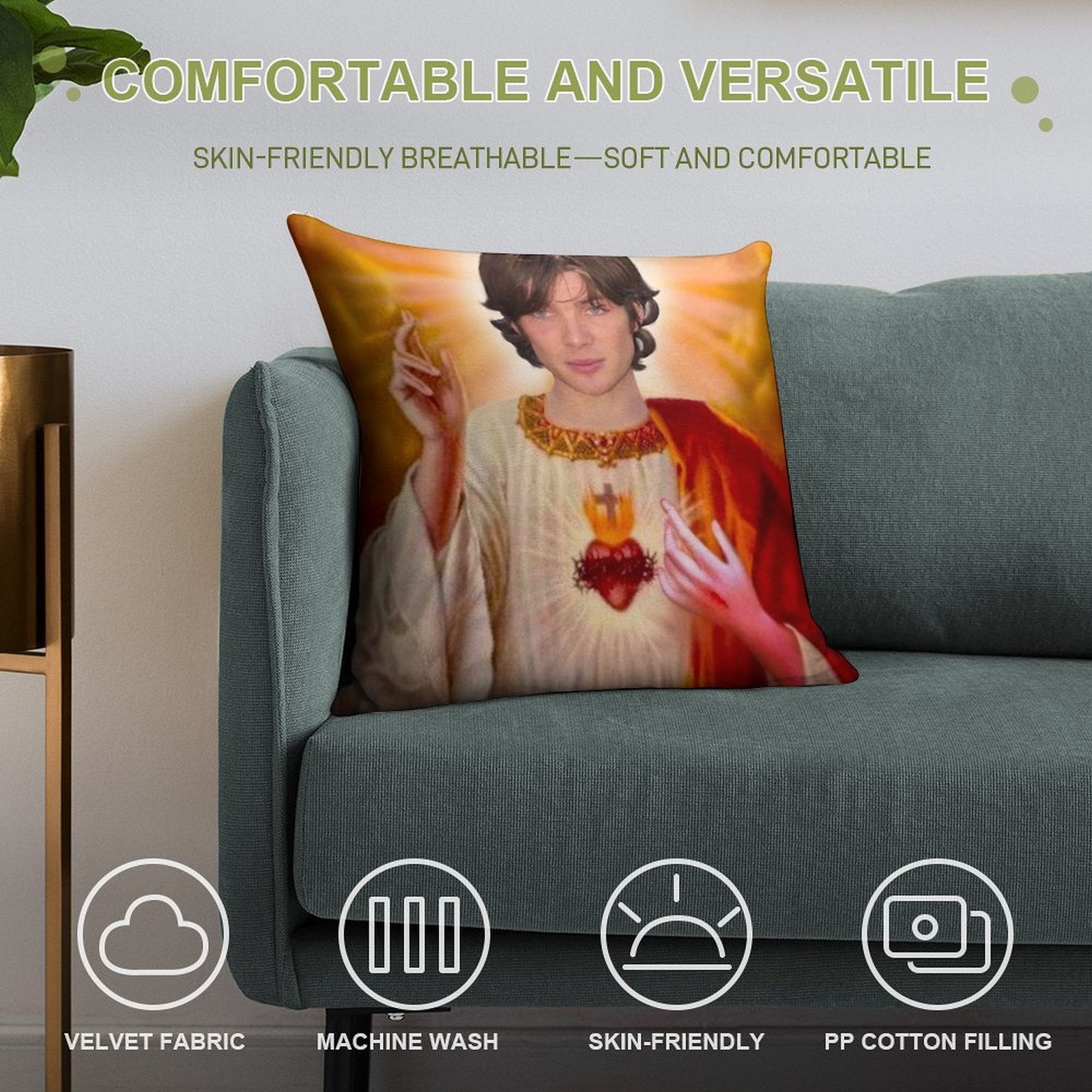 Holy Cillian Murphy Soft Hidden Zipper Throw Pillow