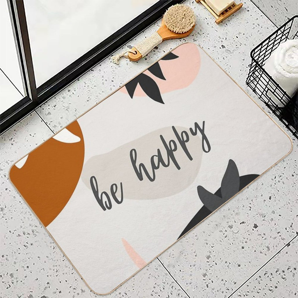 Be Happy -Boho- Modern Art - Abstract  Odorless Bath Mat