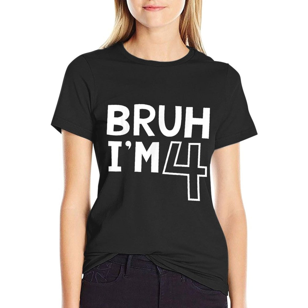Bruh I'm 4 4th Birthday Boy 4 Years Old Birthday  Polyester Blend T-Shirt