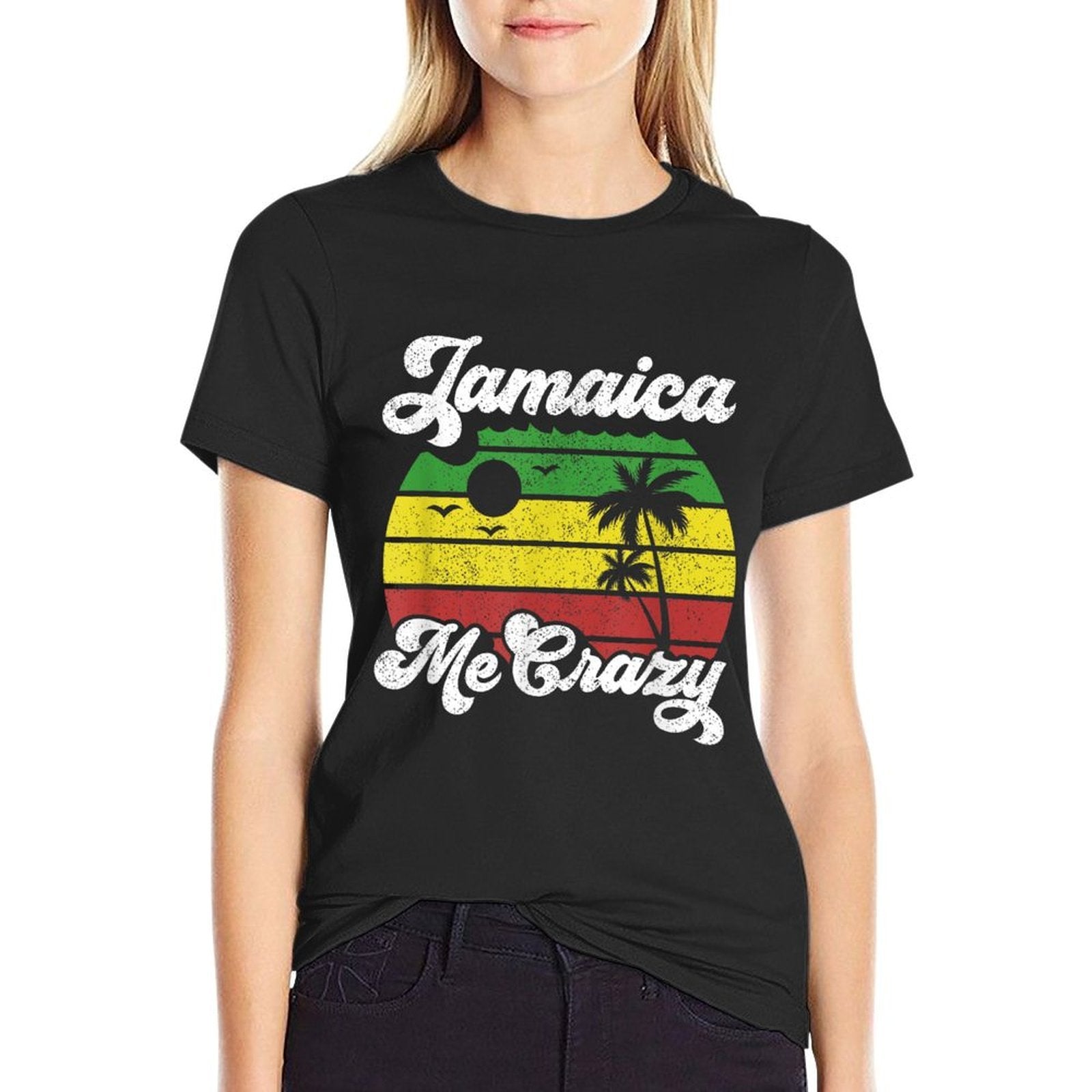 Jamaica Me Crazy Rasta Roots Rock Reggae Jamaican Retro Gift  Wrinkle-resistant T-Shirt