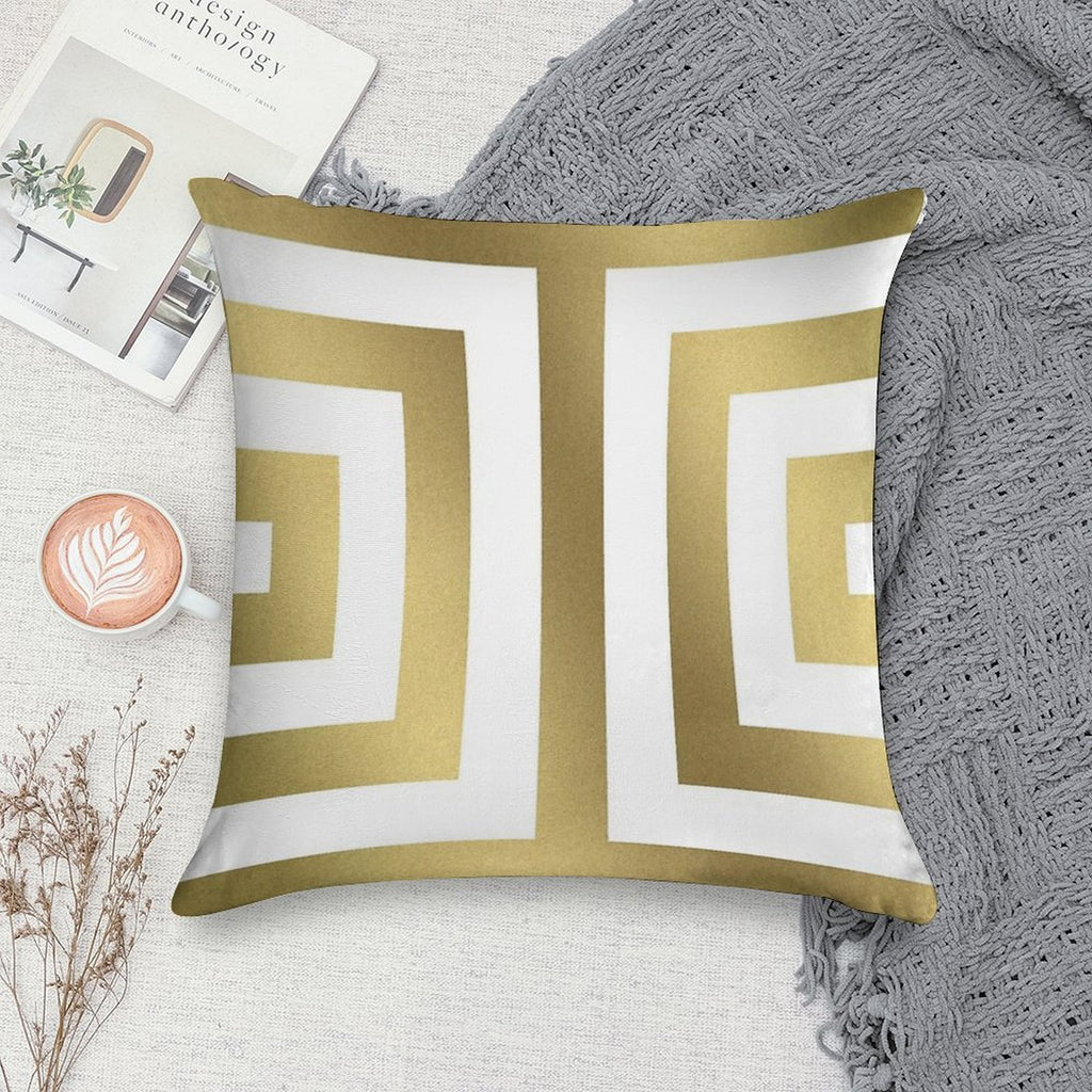 Gold Greek Stripes Soft Shrink-Resistant Throw Pillow