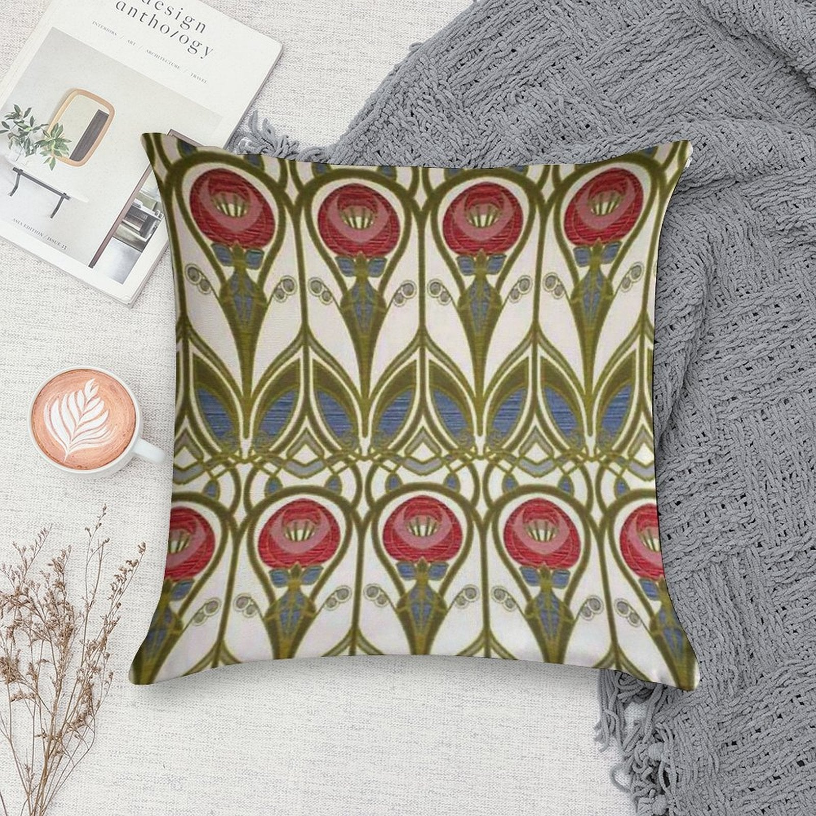Charles Rennie Mackintosh Design Soft Home Decor Throw Pillow