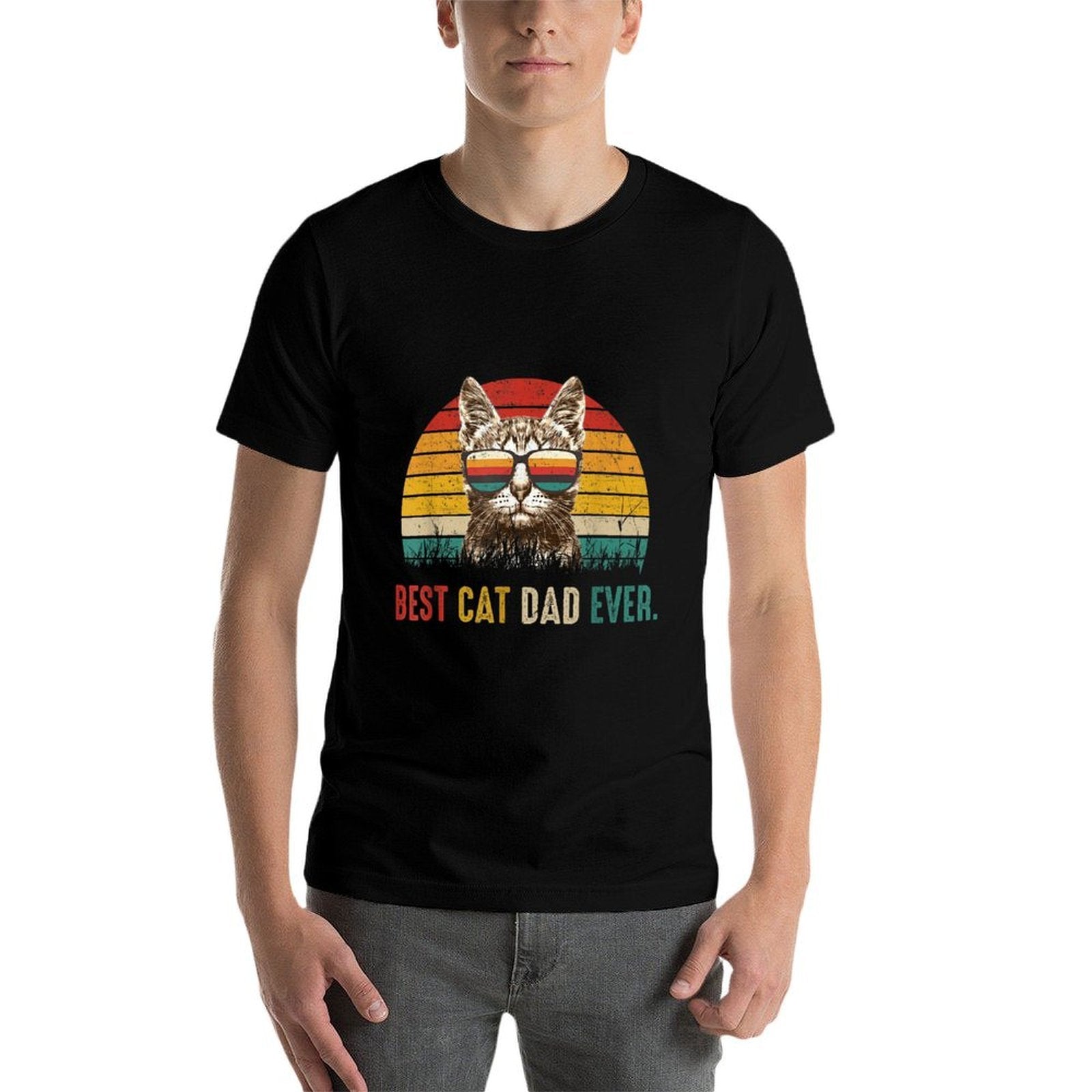 Best Cat Dad Ever Funny Fathers Day Vintage Cat Daddy for Men  Oversized Silhouette T-Shirt