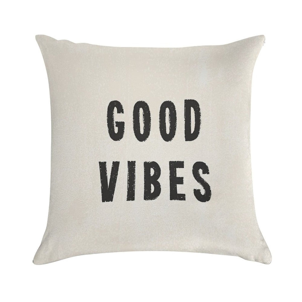 Grungy Distressed Ink Good Vibes  Black on Off-White Soft Anti-Pilling Throw Pillow