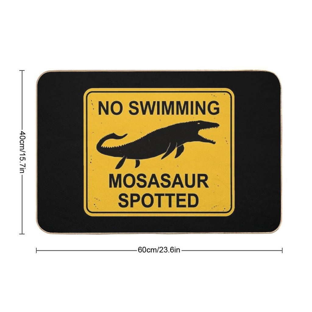 Mosasaur - No Swimming!  Stain-Proof Bath Mat
