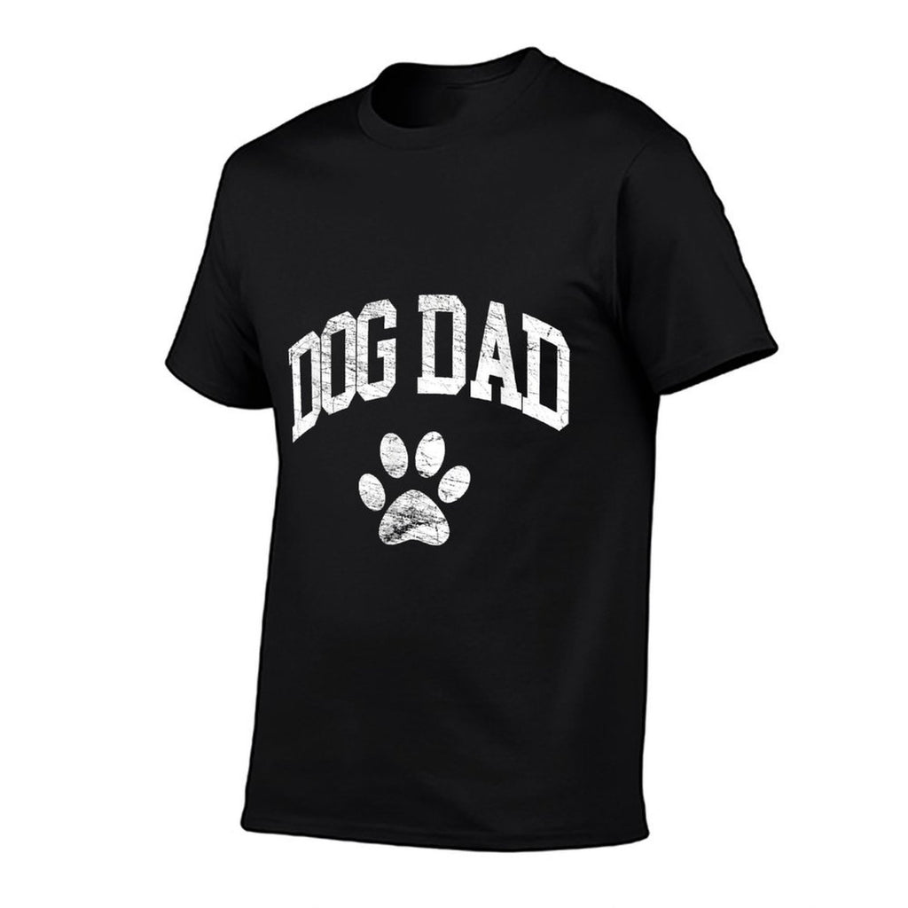Dog Dad - Distressed Design Style - Funny Dog Paw - Classic  Summer-ready Fabric T-Shirt