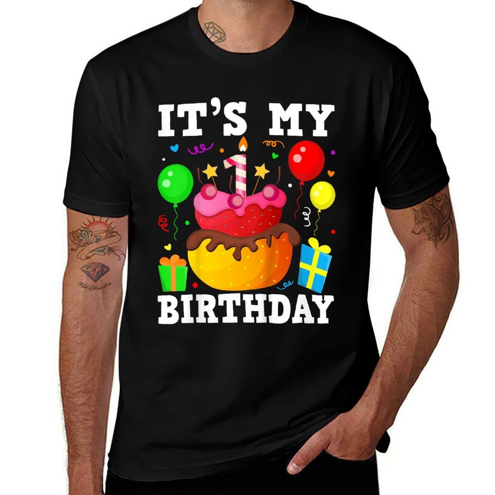 Kids 1st Birthday Four 1yr Happy Birthday Girl & Boy 1 Years Old  Moisture-wicking T-Shirt