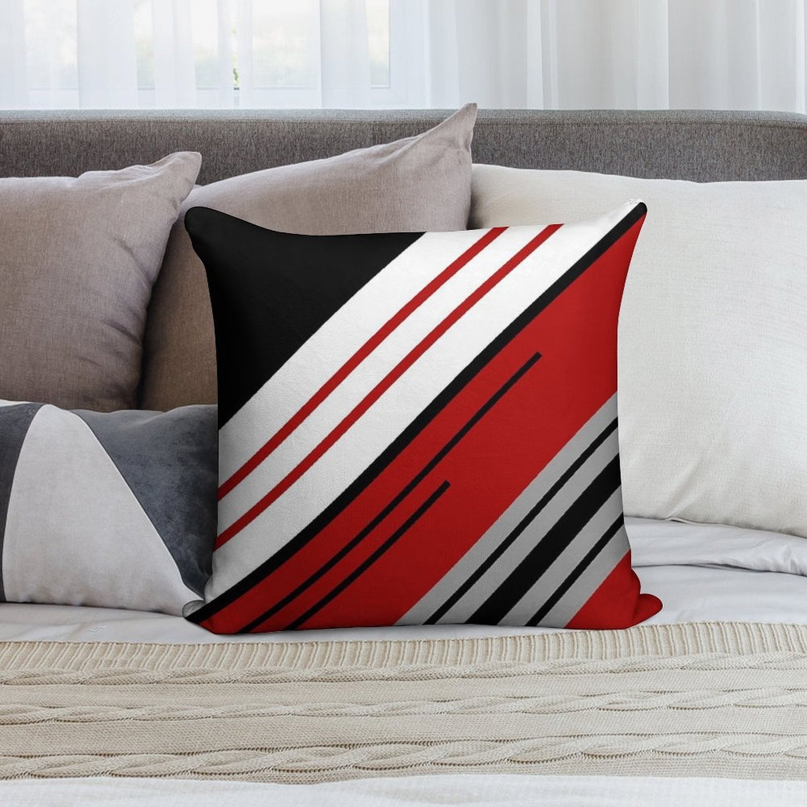 Diagonal Stripes Design Soft Easy Maintenance Throw Pillow