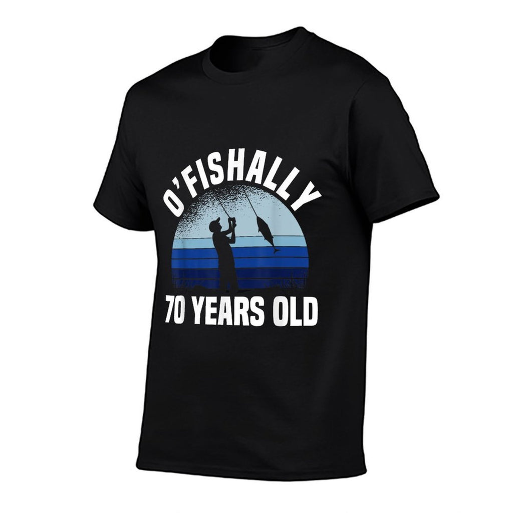 Ofishally 70 Years Old Fisherman 70th Birthday Fishing  Heathered Texture T-Shirt