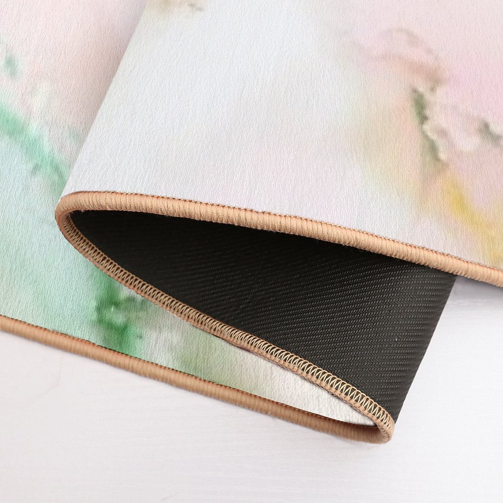 Abstract Ink Green Pink Tan Print by Zouzounio Art  Odorless Bath Mat
