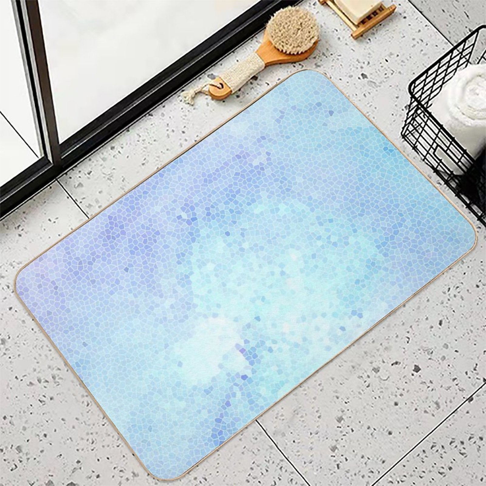 Periwinkle Modern Mosaic Durable Bath Mat