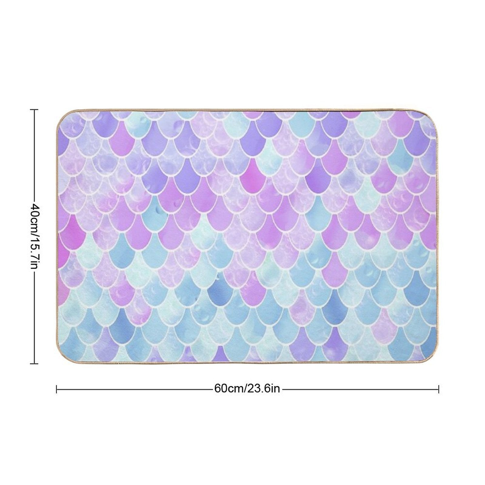 Cute Girls Mermaid Scales Pattern, Pink, Purple, Teal  Absorbent Bath Mat