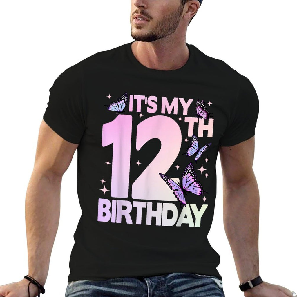 12th Birthday, Girl 12 Years, Butterflies And Number 12  Breathable T-Shirt