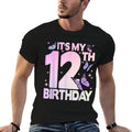 12th Birthday, Girl 12 Years, Butterflies And Number 12  Breathable T-Shirt