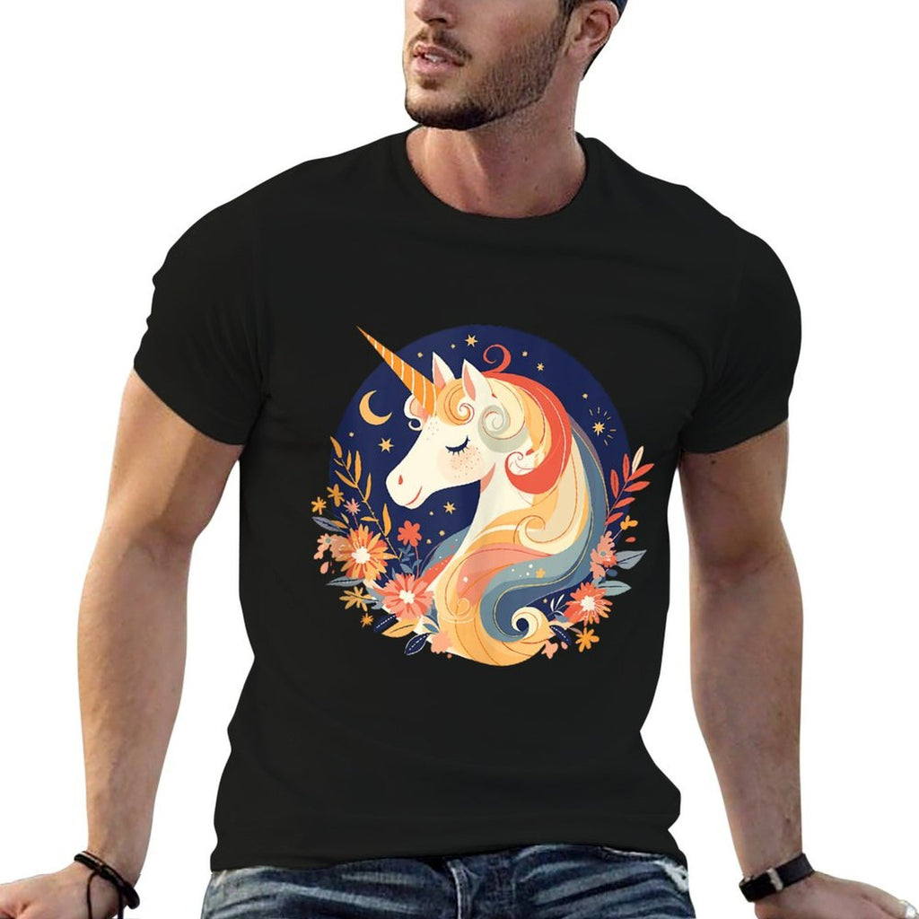 Majestic Sunset Unicorn Art Mystical Creature Fantasy  Wrinkle-resistant T-Shirt